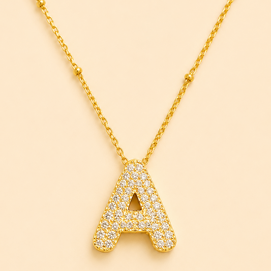 18k Gold Plated A Initial Necklace