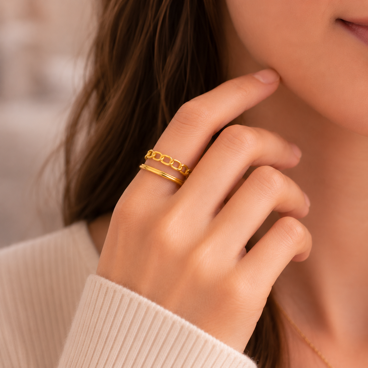 18k Gold Plated Amira Anti Tarnish Ring