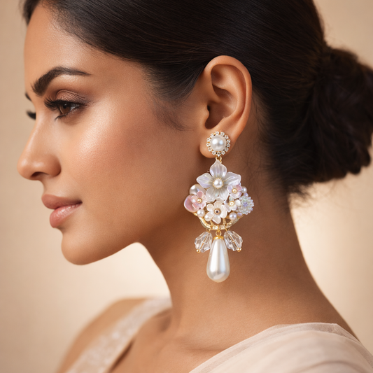 Royal Ivory Petals Turkish Earring