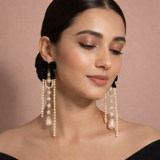Midnight Velvet Pearl Cascade Earrings