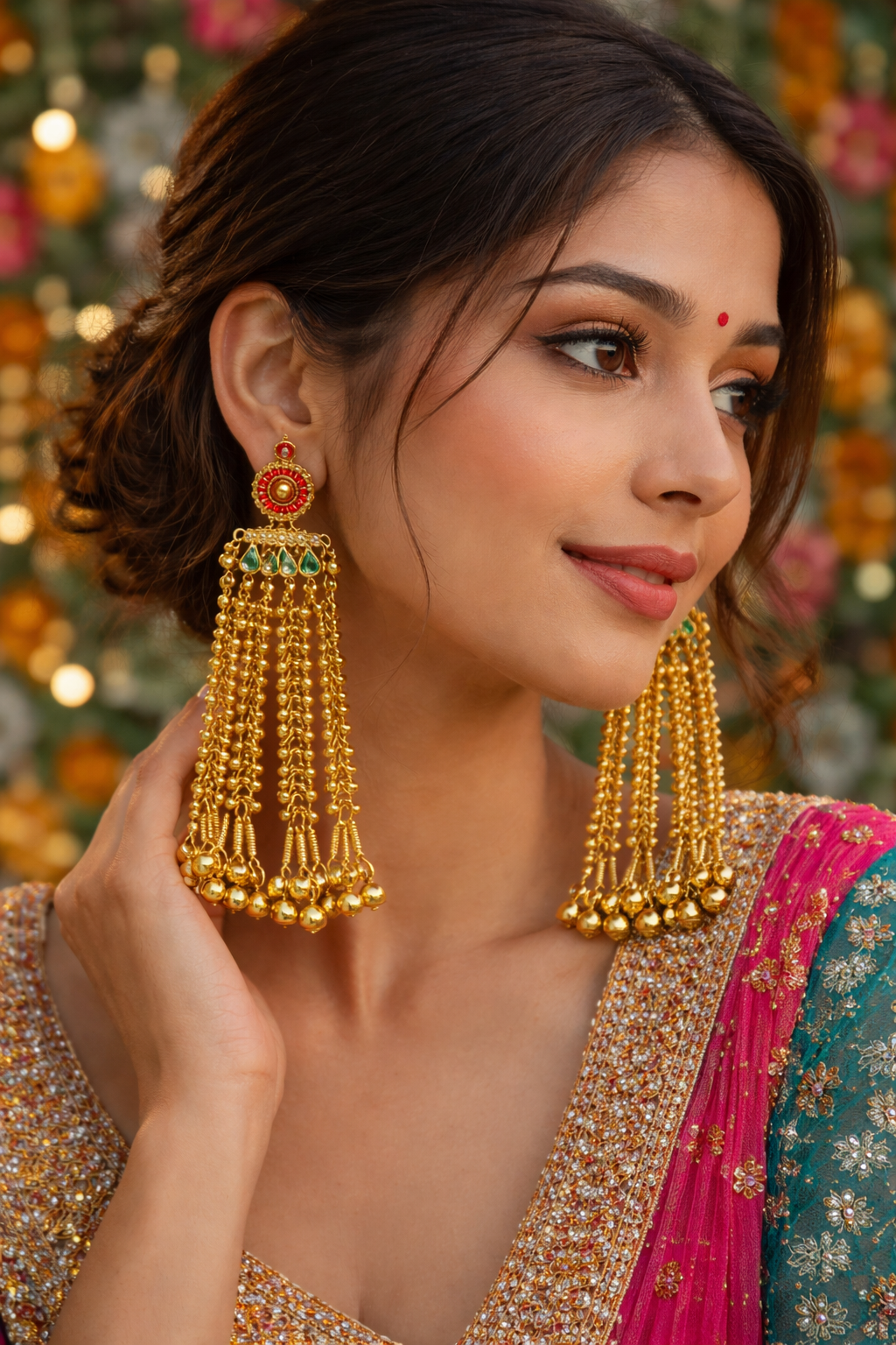 Sunheri Noor Jhalar Kashmiri Earring