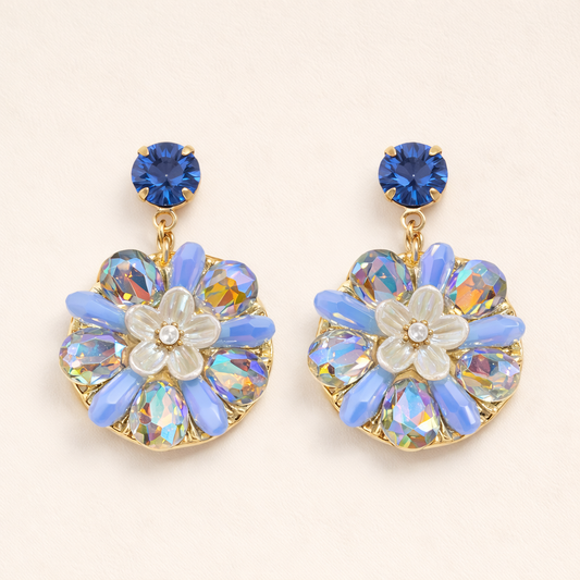Blue Floral Bloom Tassels Dreamy Earring