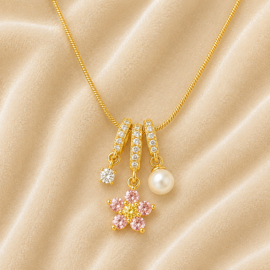 Pink Petal Charm Necklace