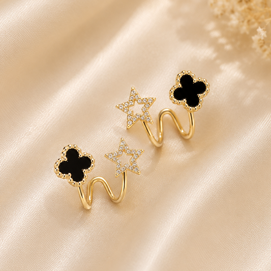 Rhinestone Four Leaf Clover Earrings