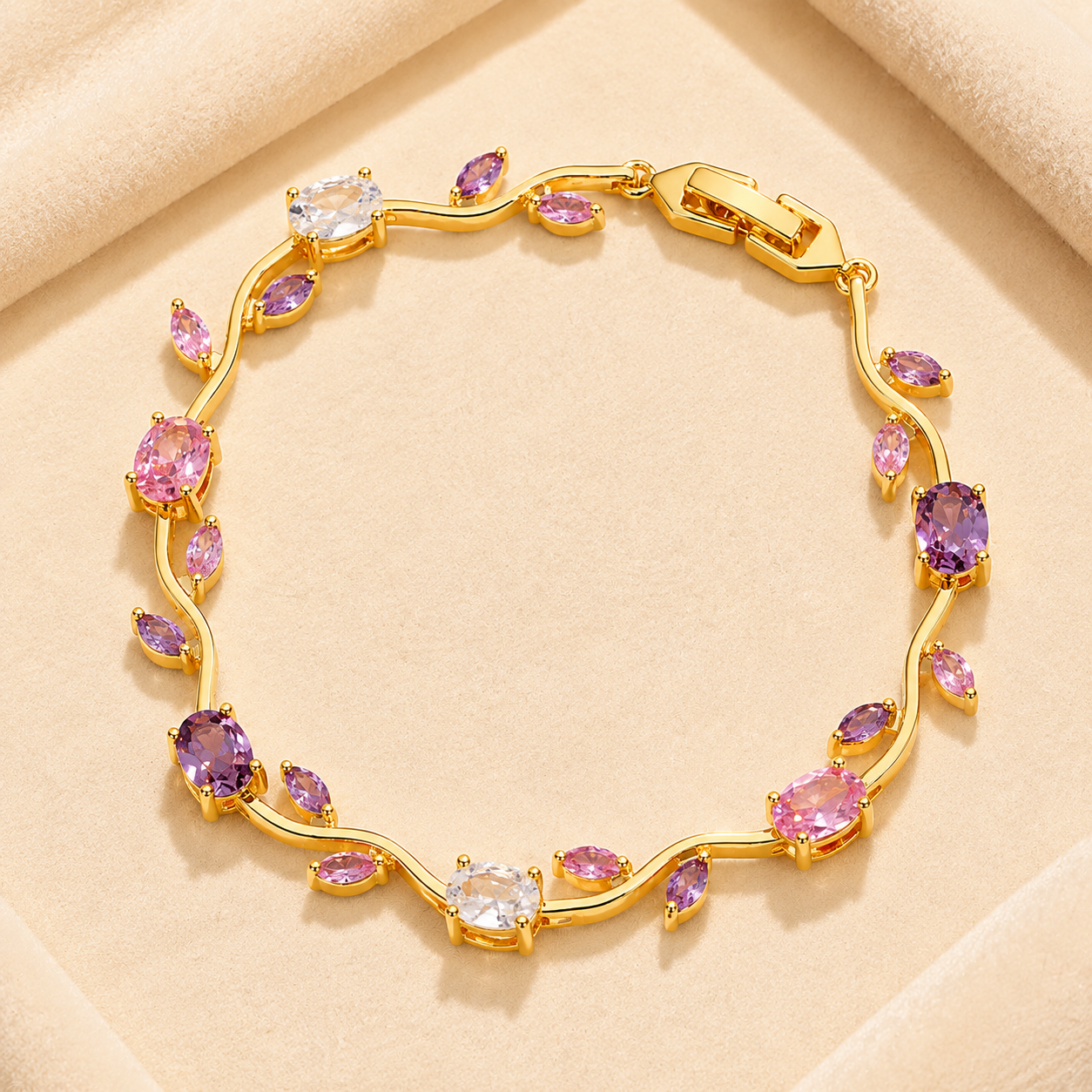 Elegant Floral Link Lightweight Adjustable Tulip Bracelet