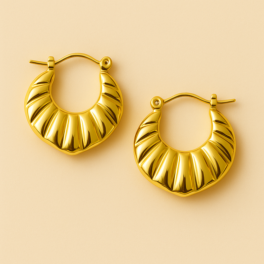 18K Gold Plated Sweet Croissant Hoop Anti Tarnish Earrings