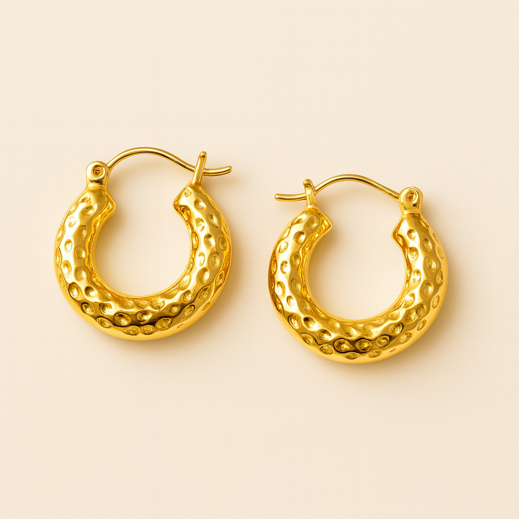 18k gold plated Kimti Textured Gold Hoops earring