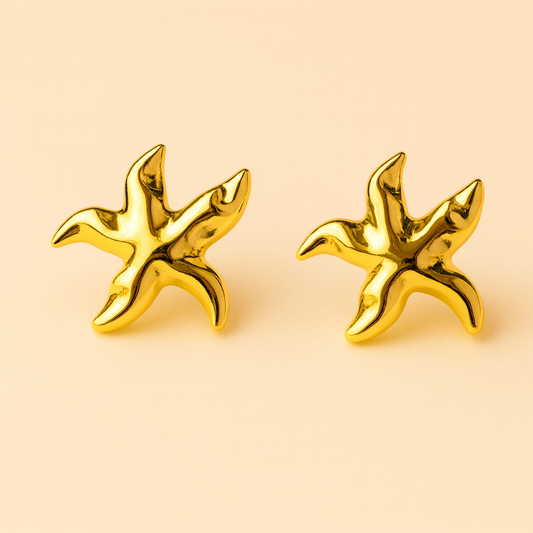 18K Gold Plated Sea Star Chic Stud Earrings