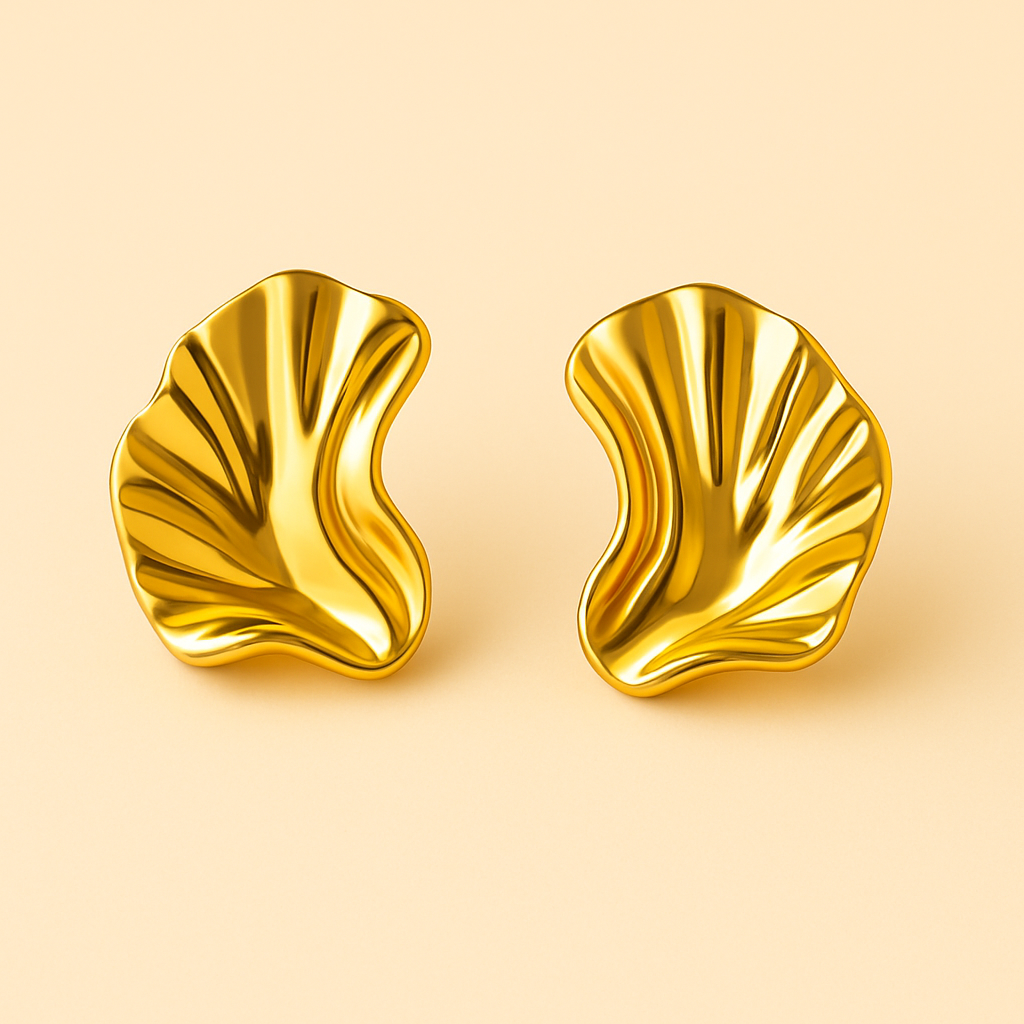 18K Gold Plated Sculpted Shell Studs