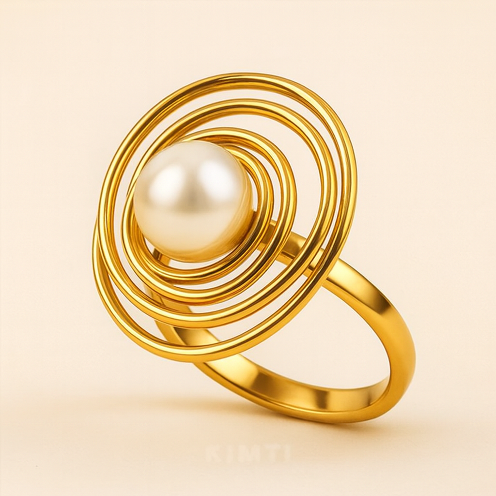 18K Gold Plated Pearl Ring for Women | Kimti
