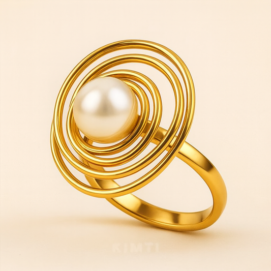 18K Gold Plated Pearl Ring for Women | Kimti