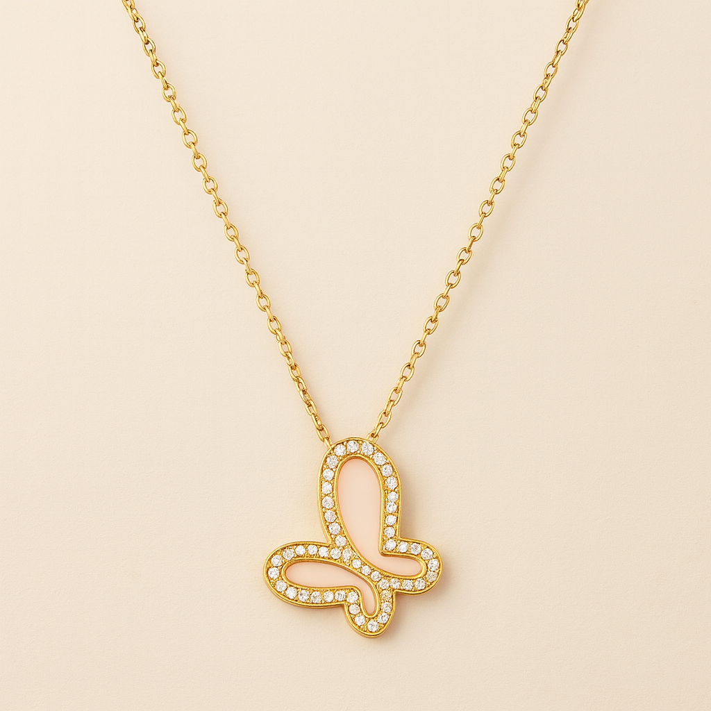 Anti Tarnish Butterfly Pendant Necklace