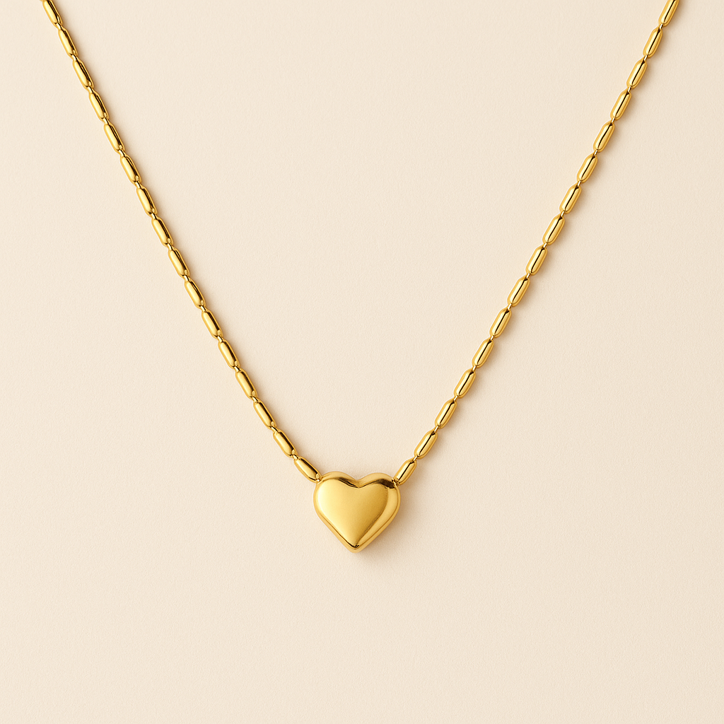 Anti Tarnish Heart Gold Necklace