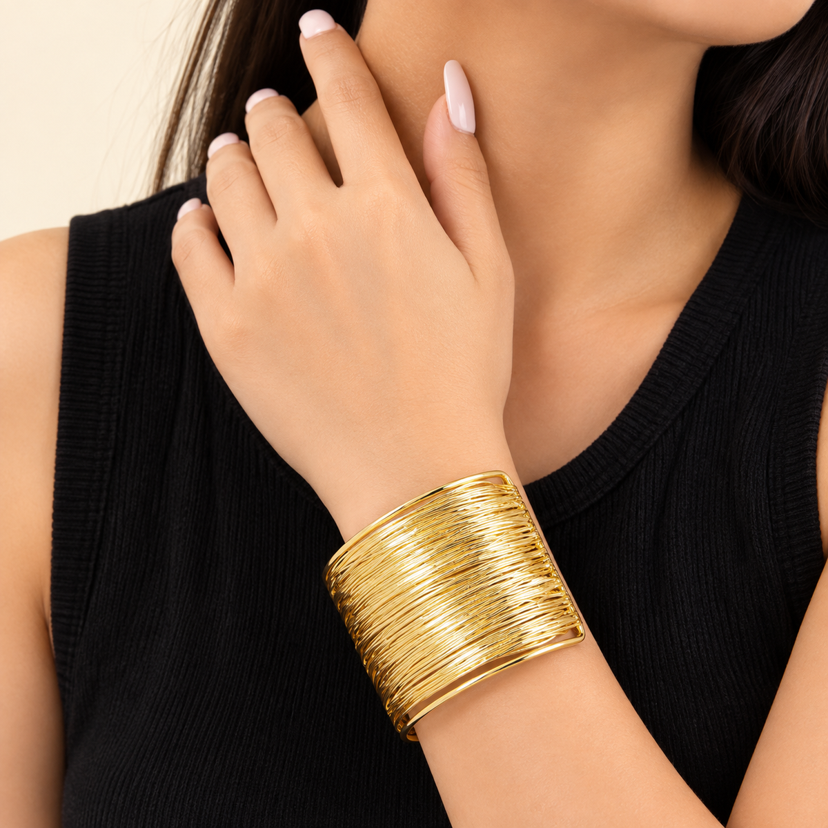 Luxe Multi-Layer Open Cuff Bangle