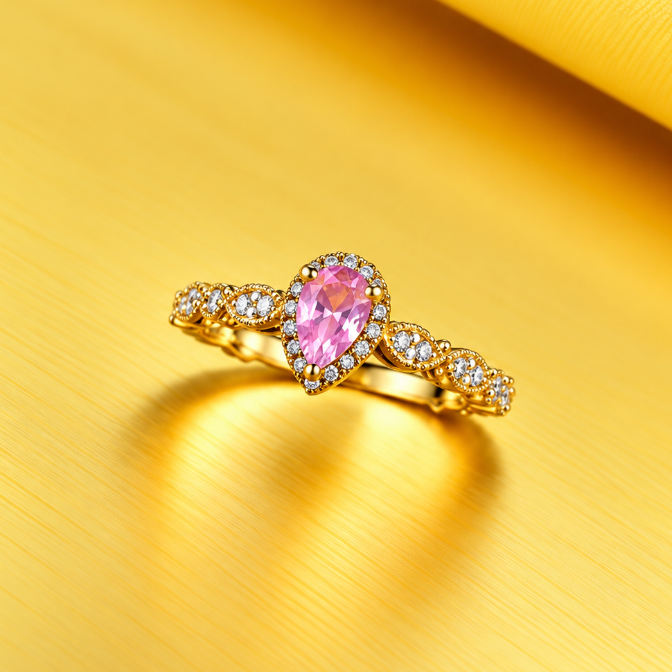 18k Gold Plated  Crystal Ring