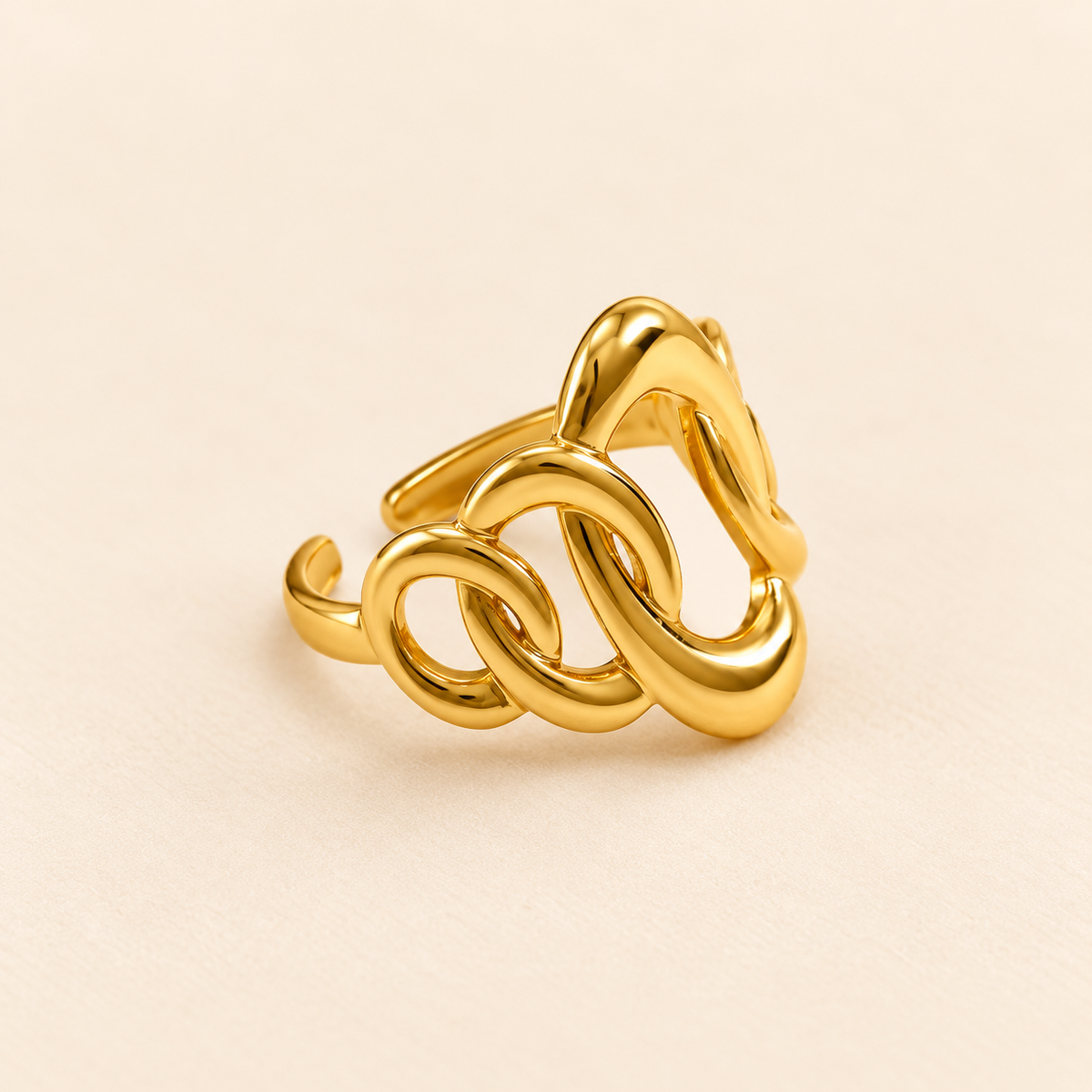 18K Gold-Plated Ellipses Geometric Ring