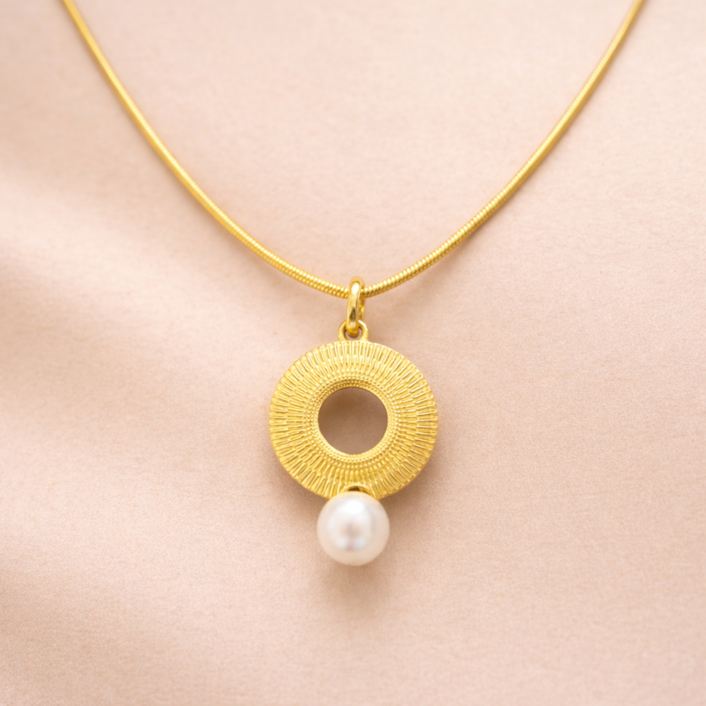 18K Gold Plated Golden Halo Solitaire Necklace