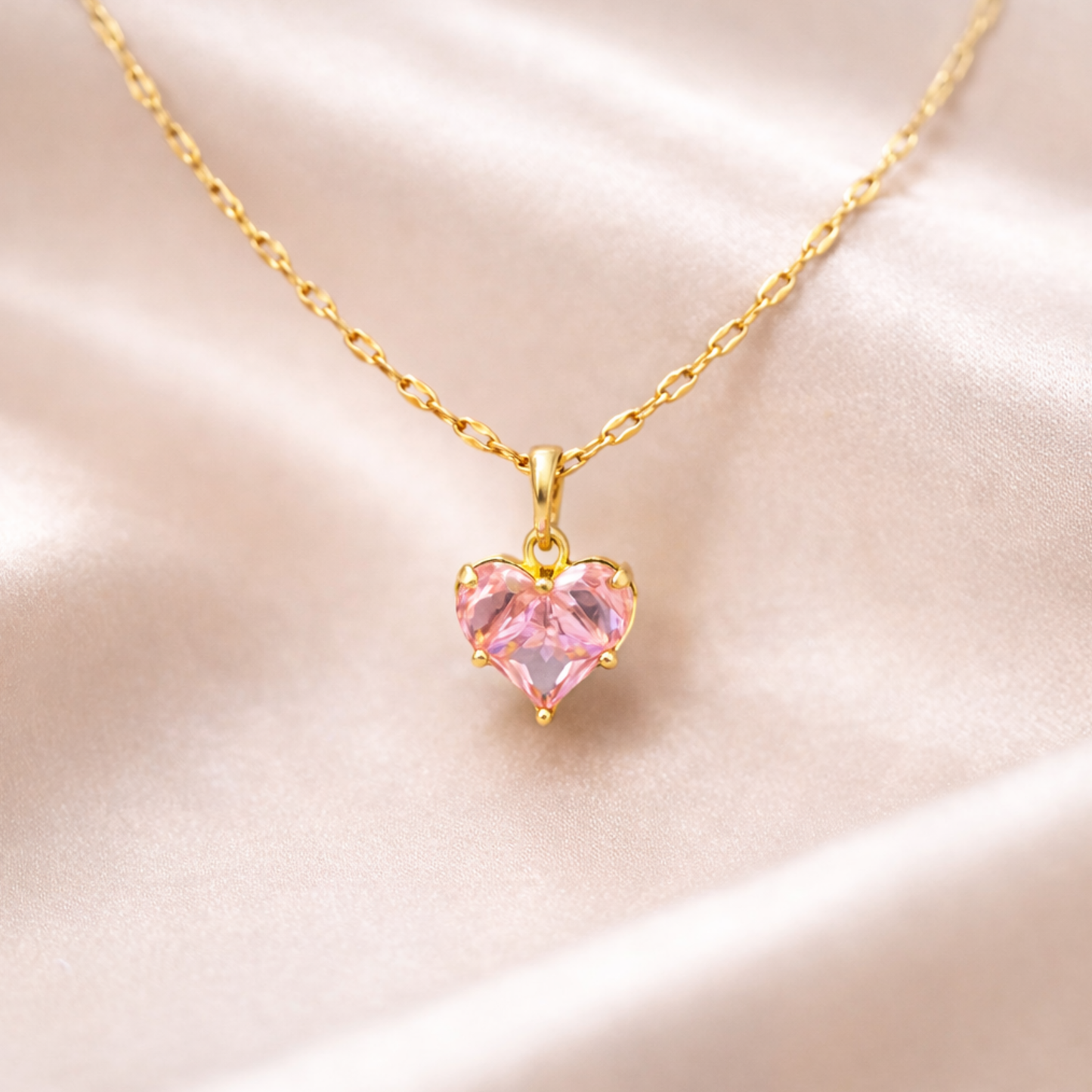 Pink Crystal Heart Necklace