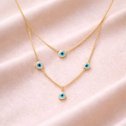 Evil Eye Azure Nazar Layered Necklace