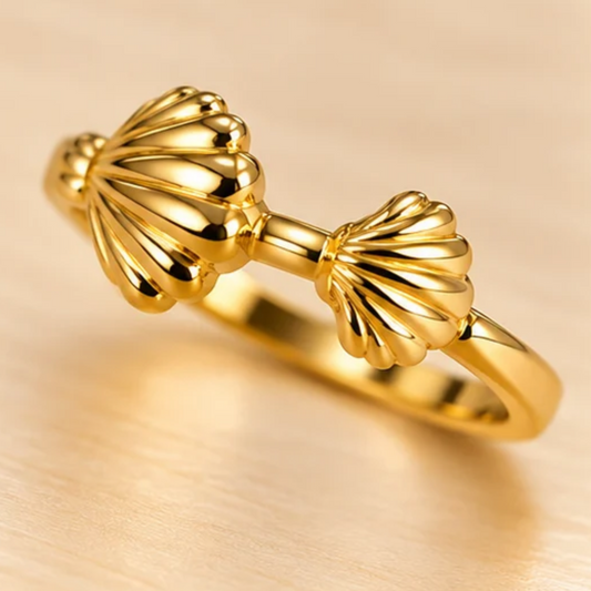 18k Gold Plated Shell Bow Ring