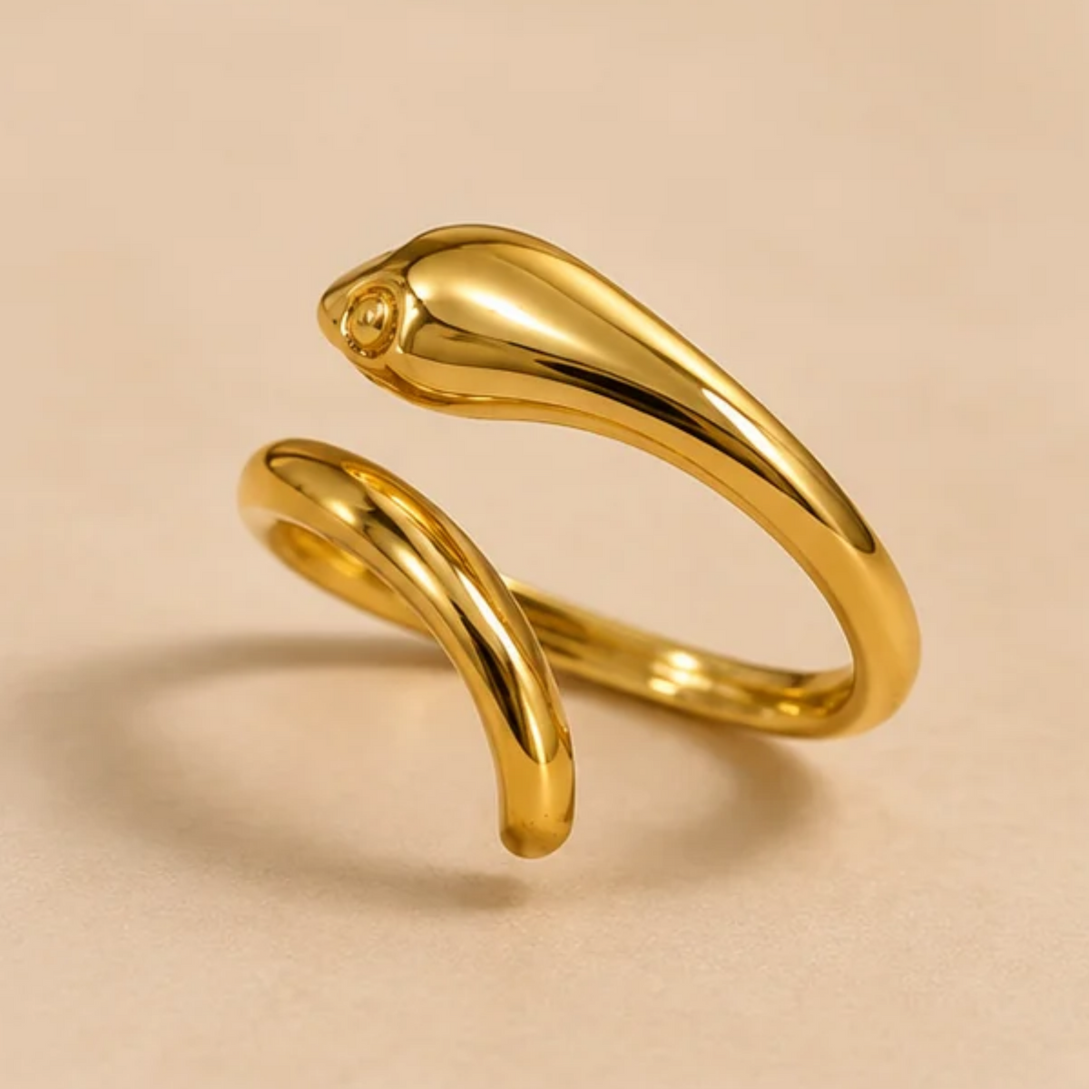 18K Gold Plated Minimalist Snake Wrap Adjustable Ring
