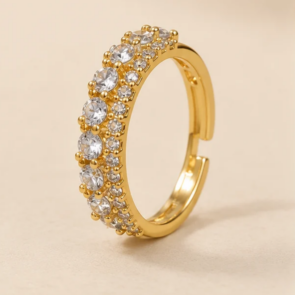 Double Row Sparkling Adjustable Ring