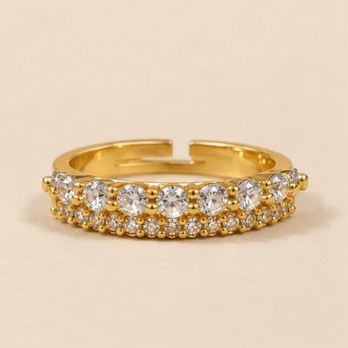 Double Row Sparkling Adjustable Ring