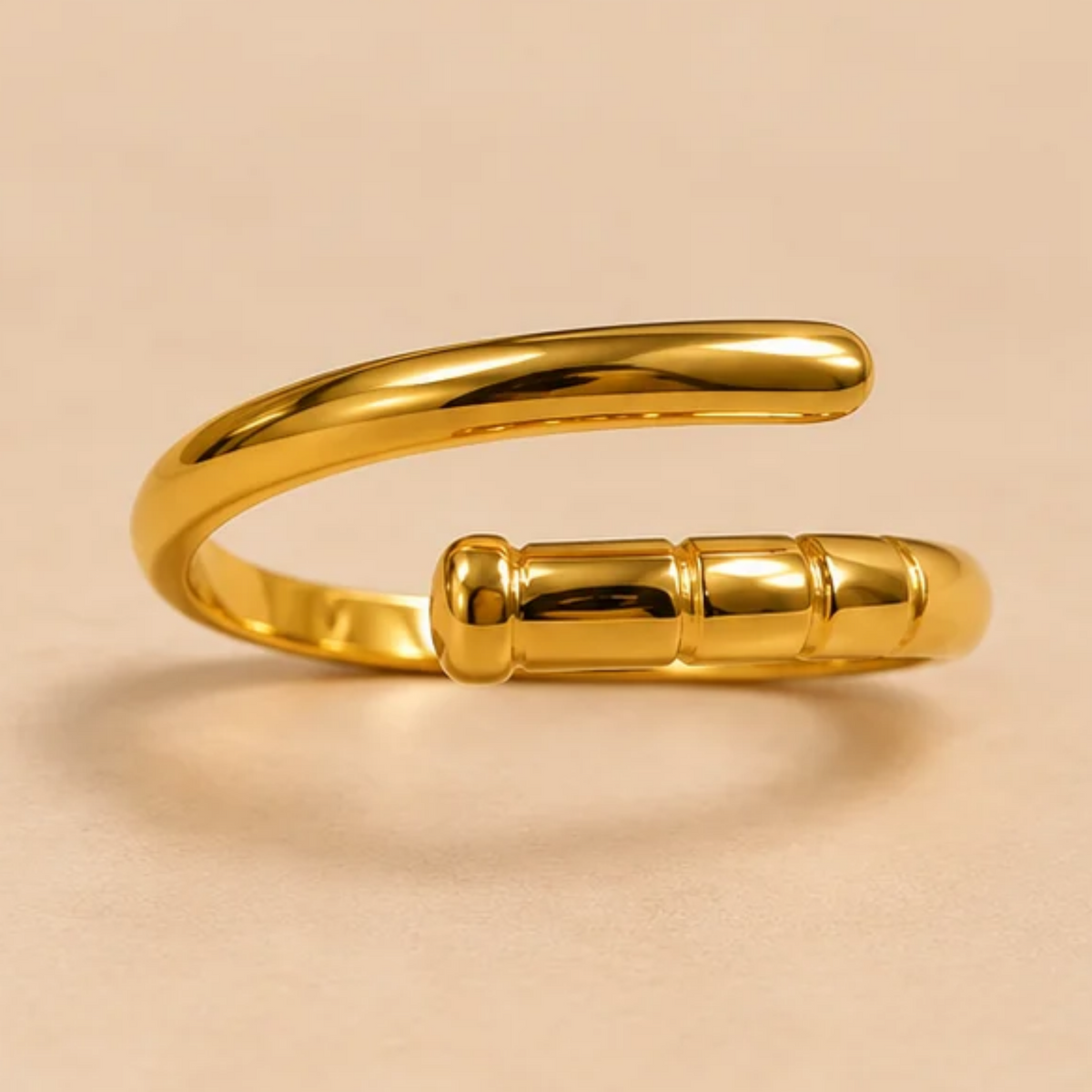 18K Gold Plated Minimalist Nail Wrap Adjustable Ring