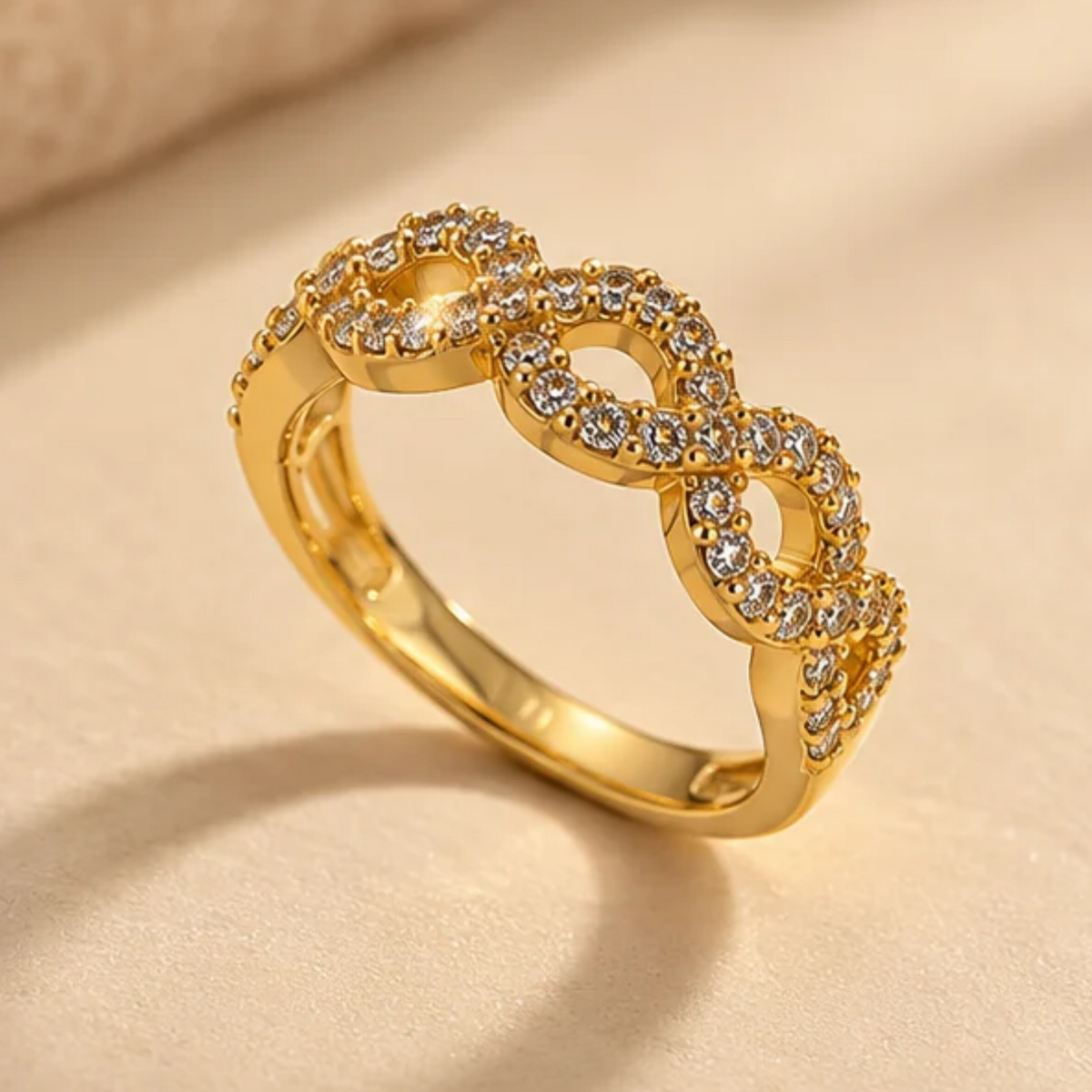 Elegant Gold Plated Infinity Sparkle Ring