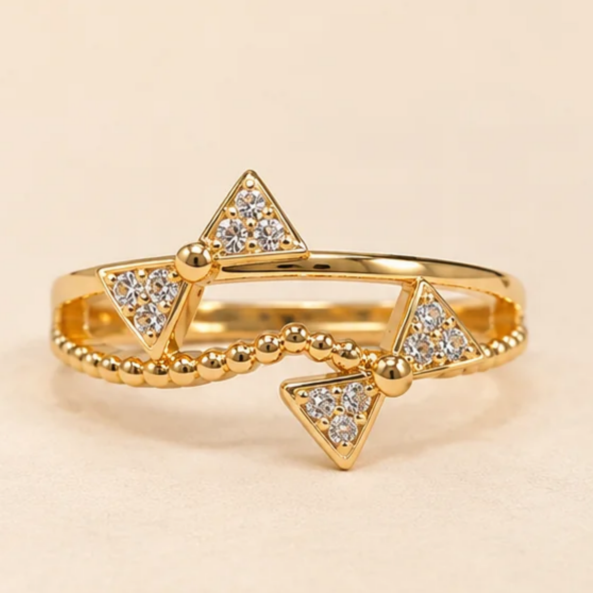 Geometric Triangle Sparkle Gold Ring