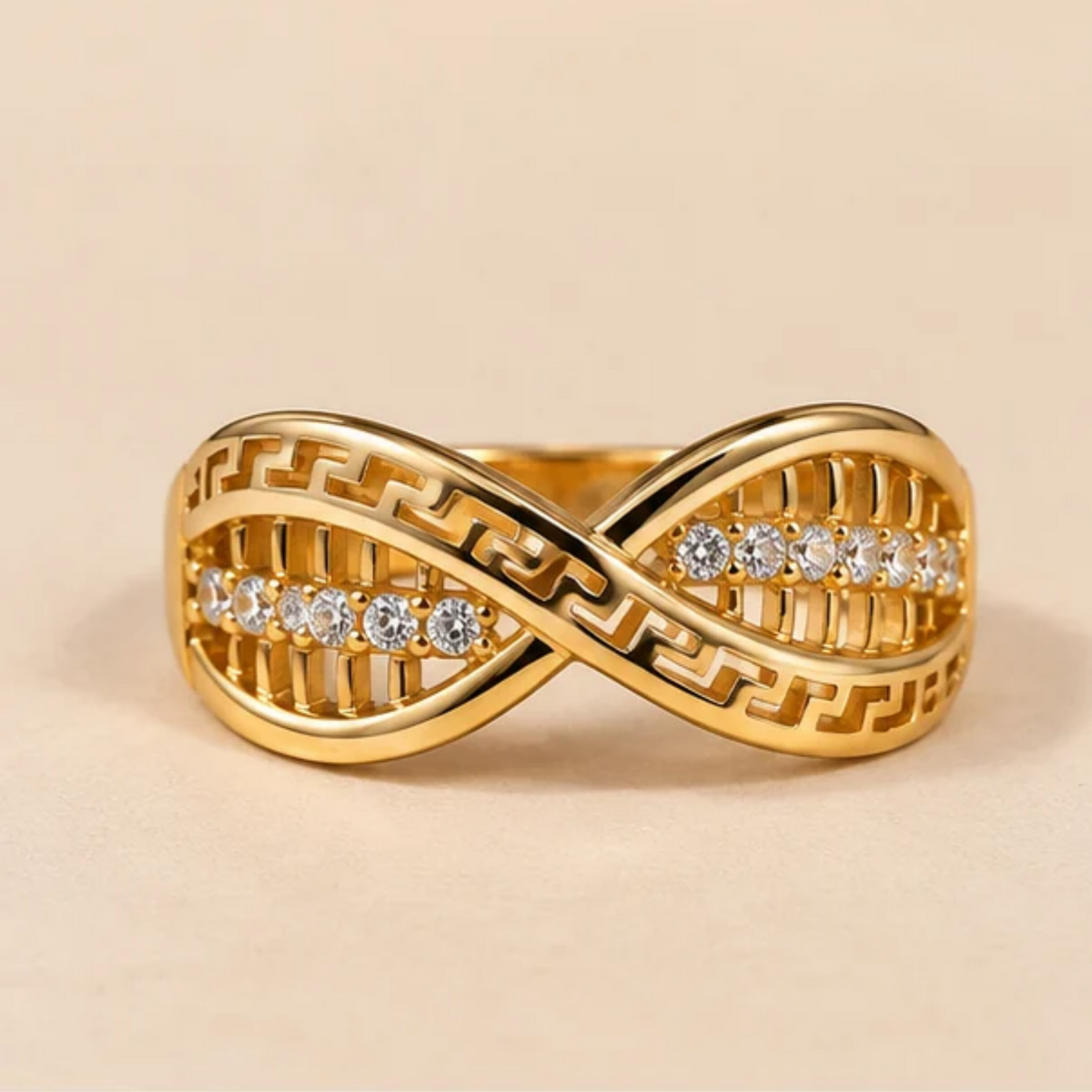 Elegant Infinity Sparkle Gold Ring