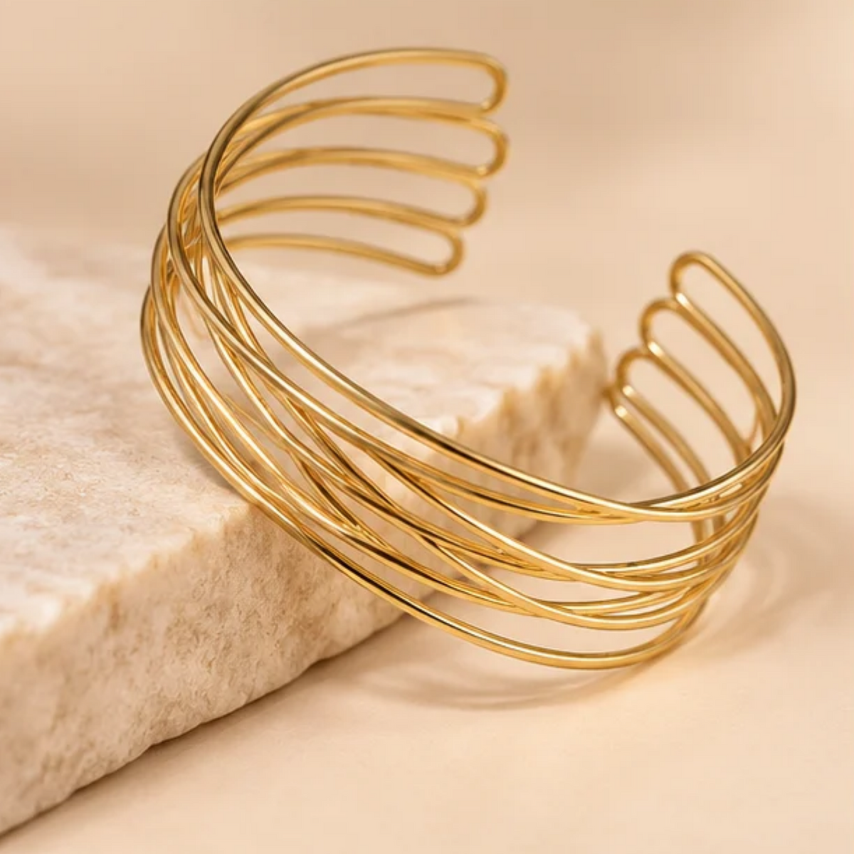 Golden Multi-Layer Criss Cross Adjustable Cuff Bracelet