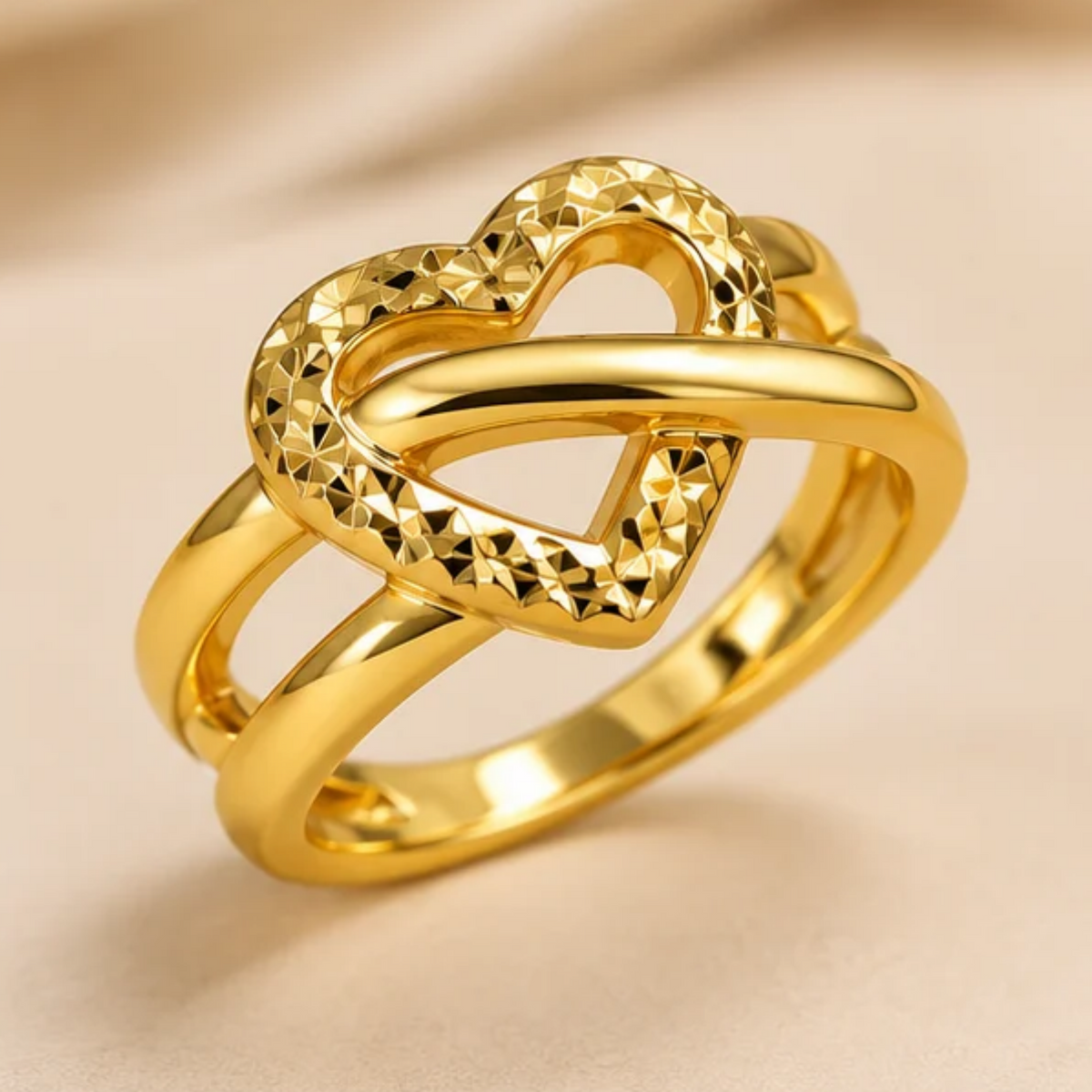 18K Gold Plated  Intertwined Heart Ring