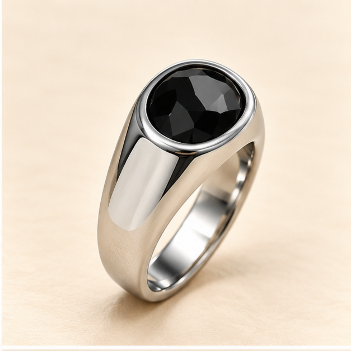 Men - Classic Black Stone Signet Ring