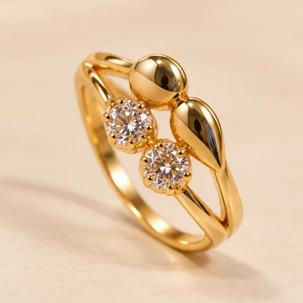 18K Gold Plated Duo Sparkle Ring