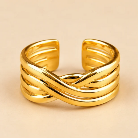 18K Gold Plated  Infinity Weave Adjustable Ring