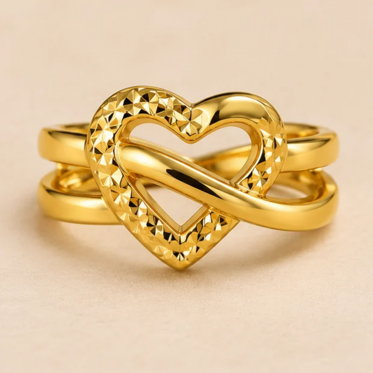 18K Gold Plated  Intertwined Heart Ring