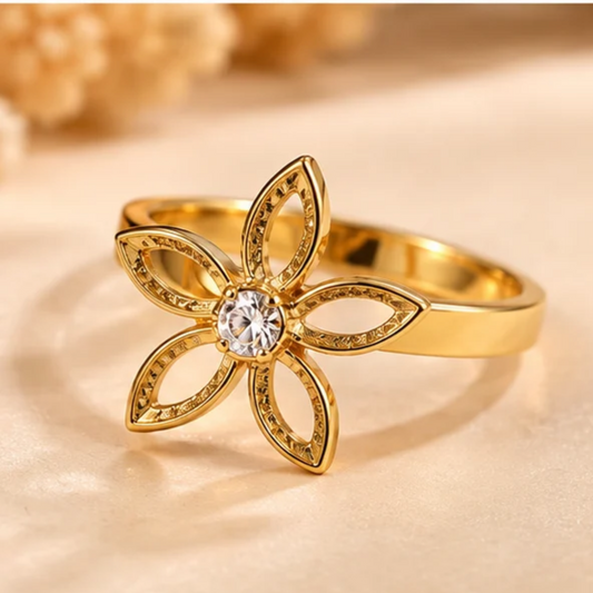 Golden Floral Sparkle Ring