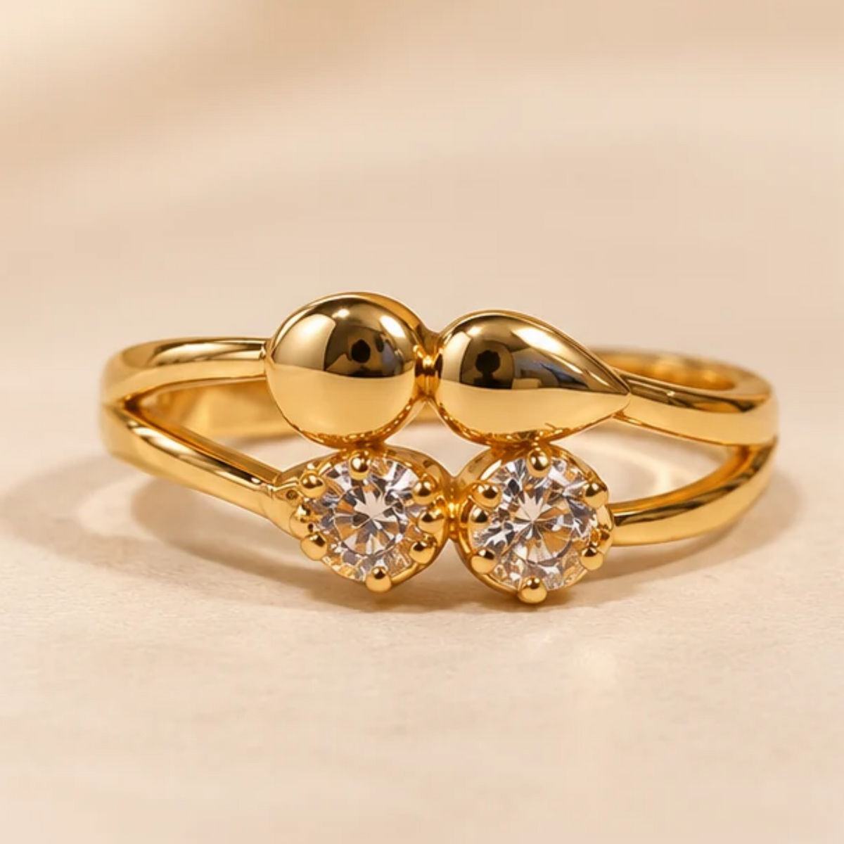 18K Gold Plated Duo Sparkle Ring