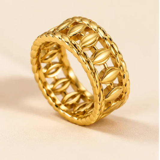 18K Gold Plated Vintage Braided Openwork Statement Ring