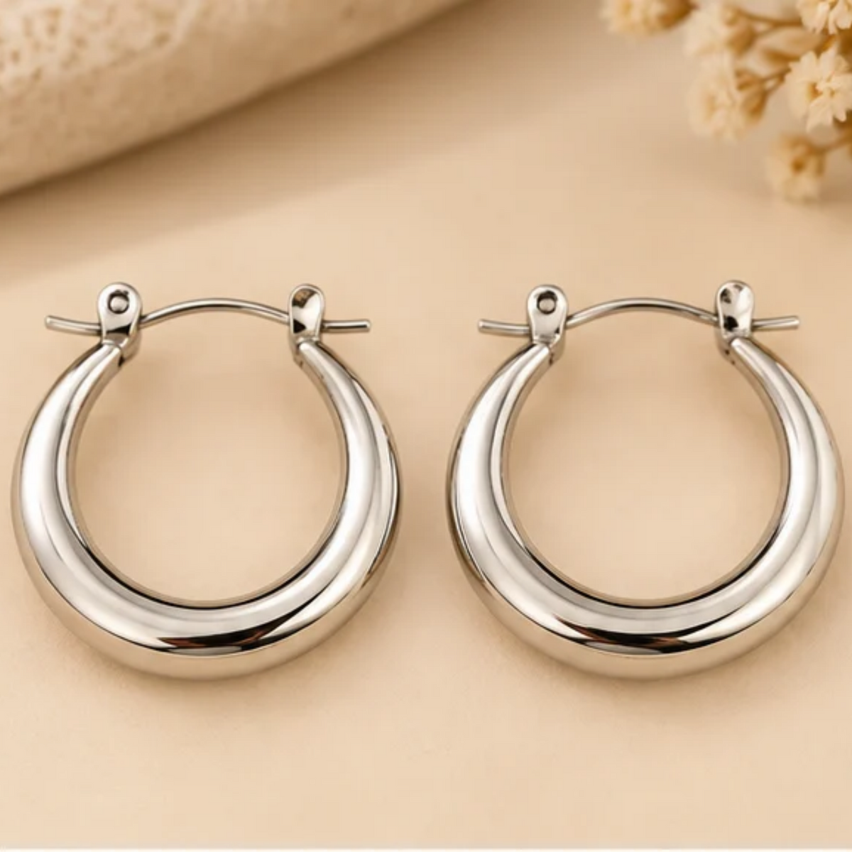 Classic Chunky Silver-Tone Hoop Earrings