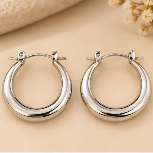 Classic Chunky Silver-Tone Hoop Earrings
