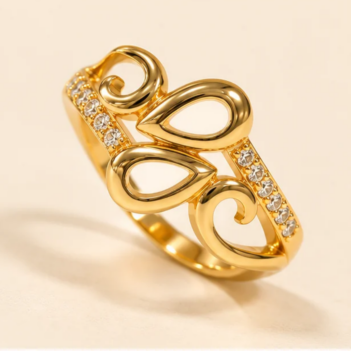 18K Gold Plated Swirl Leaf Ring