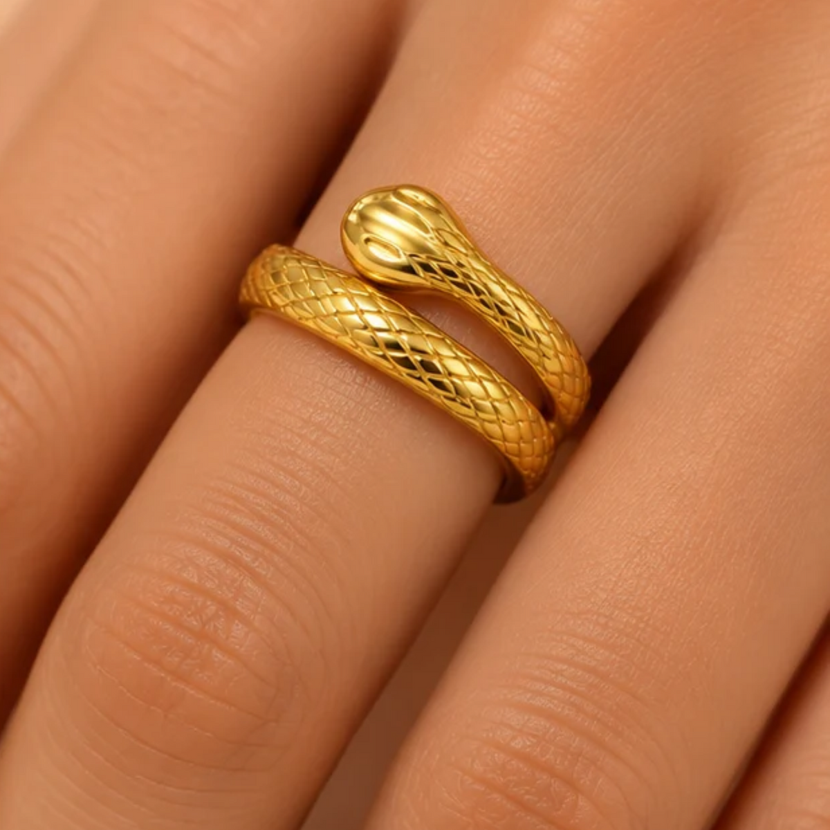 18K Gold Plated Textured Criss-Cross Wrap Ring