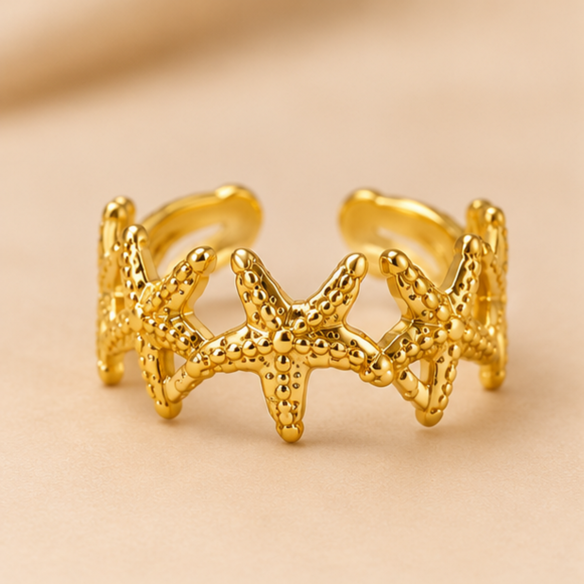 18K Gold Plated Zigzag Textured Statement Ring