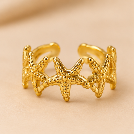 18K Gold Plated Zigzag Textured Statement Ring