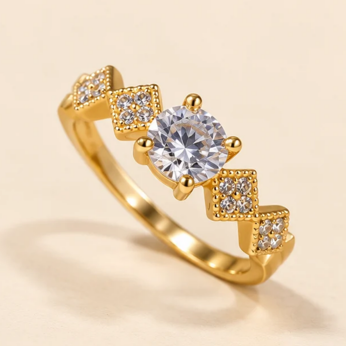 18K Gold Plated Royal Diamond Sparkle Ring