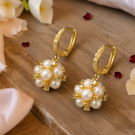 Pearl Bloom Hoop Earrings