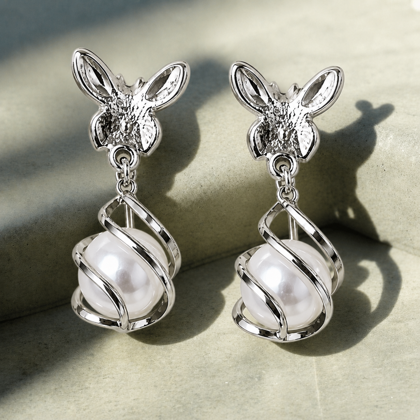 Pearl Orbit Butterfly Earrings