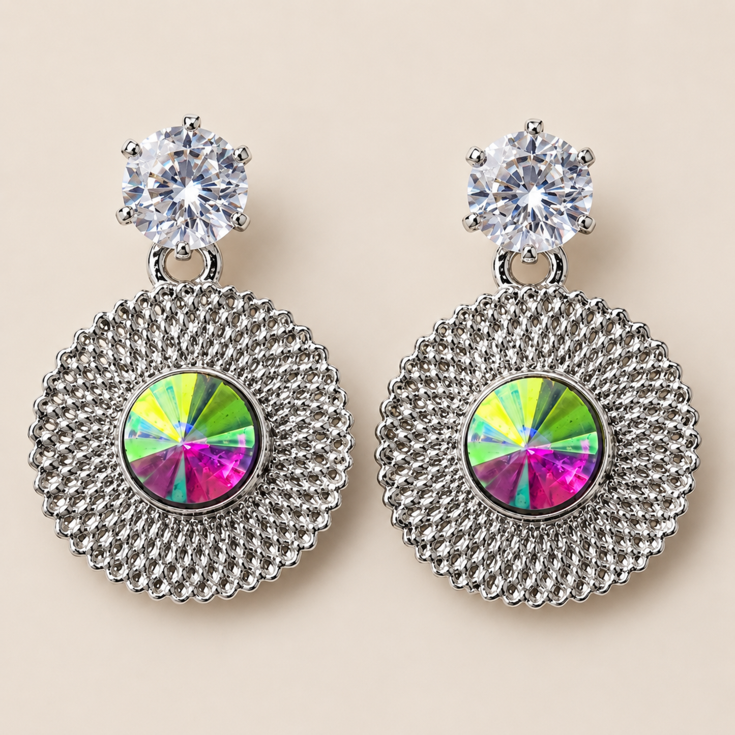 Aurora Crystal Disc Earrings
